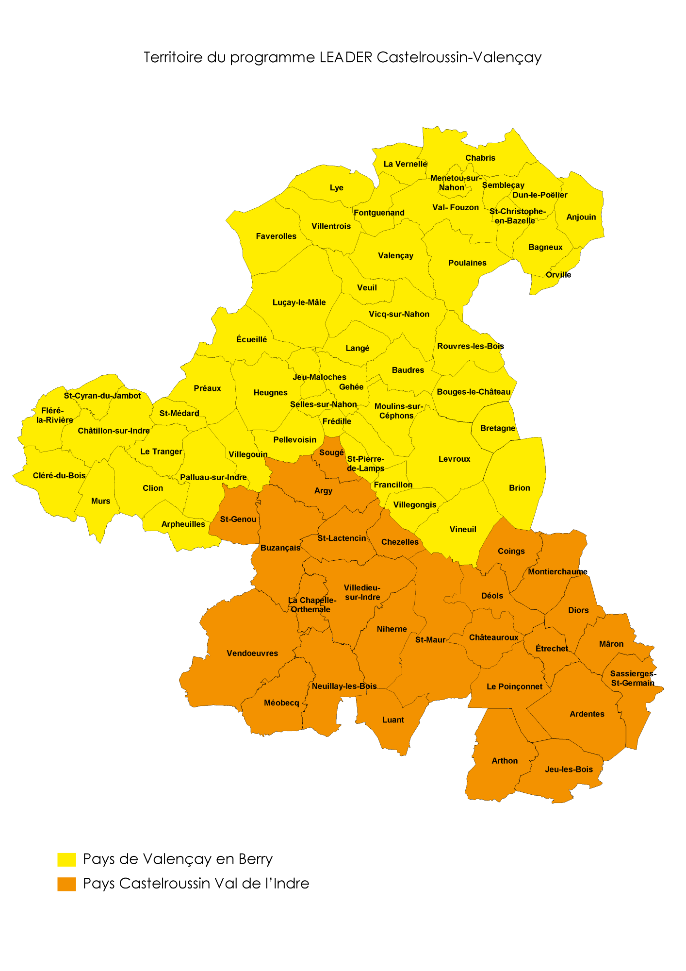 Carte du territoire Leader du Gal Castelroussin-Valençay Carte du territoire Leader du Gal Castelroussin-Valençay