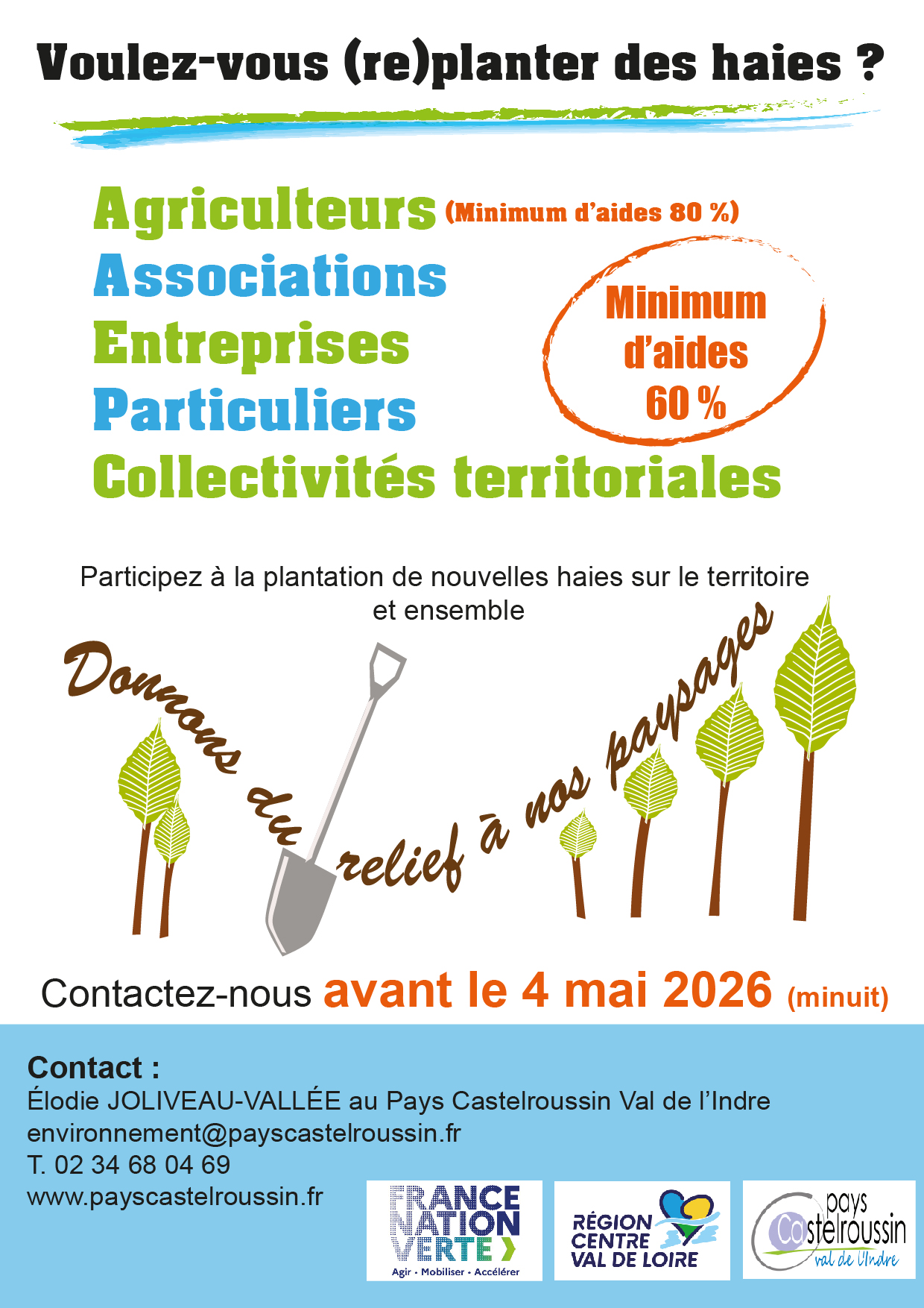 Appel à candidatures 2026 pour la plantation de haies