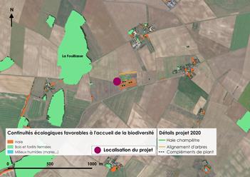 Carte aérienne de la plantation 2020 - projet n°6 au sud de Villedieu-sur-Indre