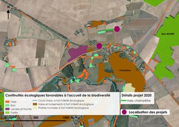 Carte aérienne de la plantation 2020 - projet n°6 au nord de Villedieu-sur-Indre 
